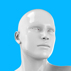 Head of a statue on pop art background - 3d