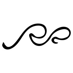  Abstract black wave in hand drawn doodle style isolated on white background, wavy line. Simple cartoon outline illustration. Vector