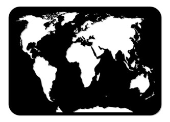 Laser cutting template. Stencil map of the world in abstract style on transparent background. Die cut vector. Simple flat shape. Silhouette design for any purposes. Planet earth globe.