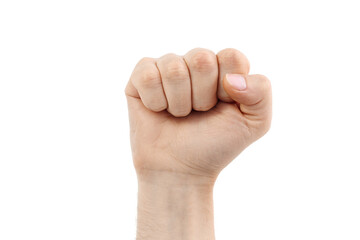 Fist, symbol of revolution. Isolated on white background.