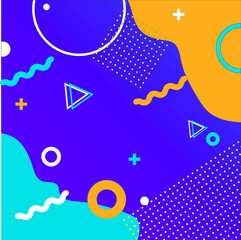 Vector illustration in memphis style in bright colors. Geometric colorful background.