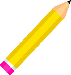 Vector illustration of a yellow pencil on a white background.
