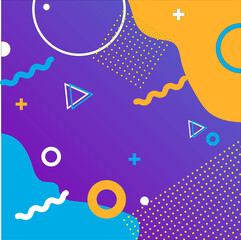 Memphis style illustration in bright colors. Geometric colorful background.