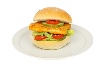 Fish burger on a plate