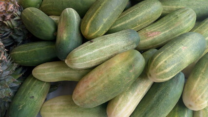 fresh cucumbers in the market