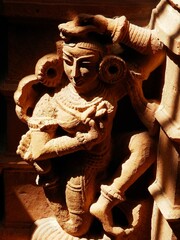Beautiful female sculpture detail of the carvings at a Jain temple of Jaisalmer Fort, Jaisalmer,...