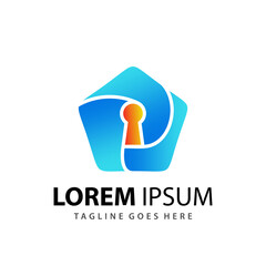 Abstract Gradient Key Home Company Logo Design Template Premium Vector