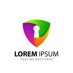 Abstract Colorful Shield Key Company Logo Design Template Premium Vector