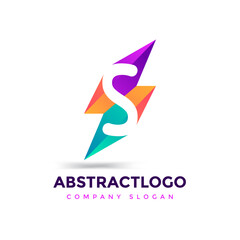 Negative Space S logo with Abstract shape colorful Creative vector element.