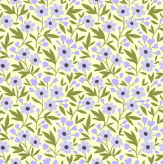 Vector seamless pattern. Pretty pattern in small flower. Small lilac flowers. White background. Ditsy floral background. The elegant the template for fashion prints.