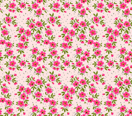 Vektornahtloses Muster. Hübsches Muster in kleiner Blume. Kleine rosa Blüten. Weißer Hintergrund. Ditsy Blumenhintergrund. Die elegante Vorlage für Modedrucke.