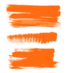 Orange gouache brush strokes set - the perfect backdrop for your text on a white background