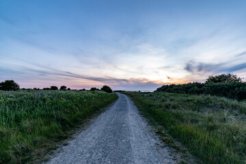 Sunset on the North Sea beach in East Frisia in early summer