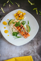 Glazed Salmon With Steamed White Rice