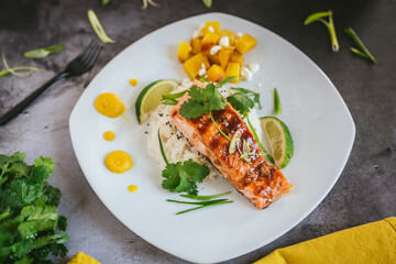 Glazed Salmon With Steamed White Rice