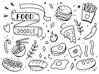 food doodle illustration. Doodle design concept