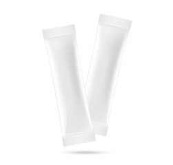 3D Mock up Matte sachet bag isolated on white background. Vector illustration. Food, beverage, Healthcare and Medical merchandise Packaging concept design.