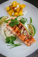Glazed Salmon With Steamed White Rice