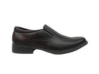 black leather shoes isolated on white background with clipping path.