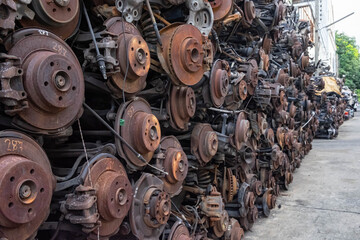Old rusty brake disc background