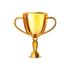Gold cup winner trophy isolated on white background. Vector illustration.