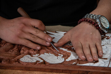 traditional nepal decoration hand carved