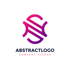 Initial letter NS SN minimalist art logo template elements Colorful graphic Typography Vector.
