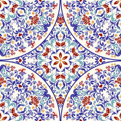 Seamless colorful pattern with mandala. Vintage decorative element. Hand drawn pattern in turkish style. Islam, Arabic, Indian, ottoman motif. Vector illustration