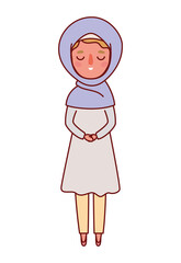 Muslim woman cartoon with traditional cloth vector design