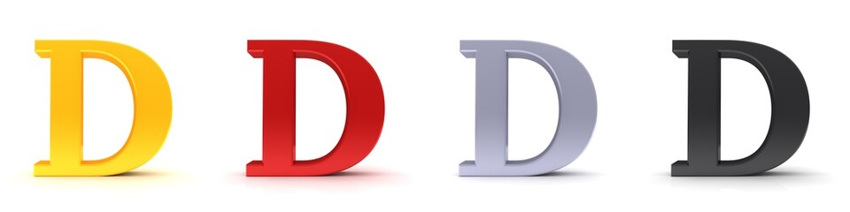 D letter 3d sign type capital alphabet gold red silver black
