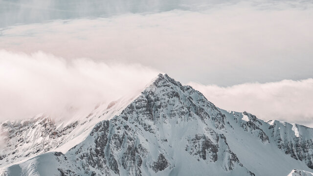 snow covered mountain in winter
