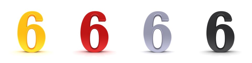 6 six number 3d numeral figure digit count sign gold red silver black