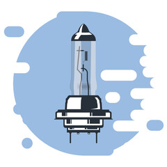 Halogen car lighting bulb. Illustration of car light bulb icon.