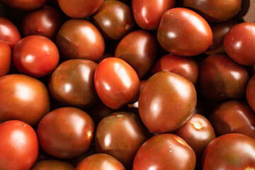 Lots of red, tasty and fresh tomatoes. Healthy food
