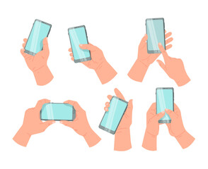 Obraz na płótnie Canvas Hand holding mobile. Smartphone and White Hands