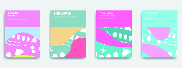 Abstract fun color pattern cartoon texture for doodle geometric background. Vector trend shape for brochure cover template design. Abstract art color vector pattern background of colorful.