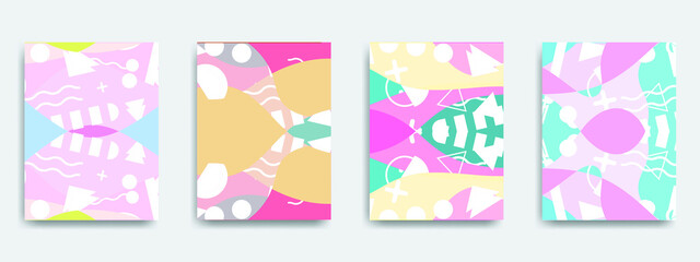 Abstract fun color pattern cartoon texture for doodle geometric background. Vector trend shape for brochure cover template design. Abstract art color vector pattern background of colorful.