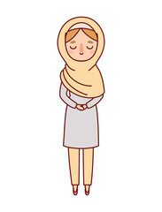 Muslim woman cartoon with traditional cloth vector design