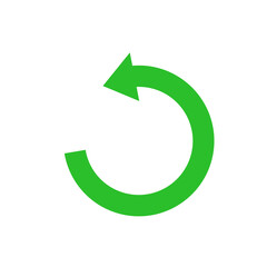 Recycled eco vector icon, cycle and triangle arrows in a flat style. Recycled green arrows eco sign. Vector illustration isolated on white background