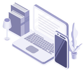 Online self-isolation studying or working at home concept