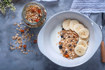 Granola with fruit and yogurt