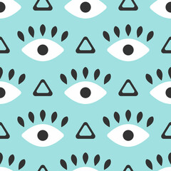 Seamless pattern with repeating eye and triangle. Modern vector illustration.