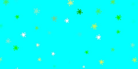 Naklejka premium Light blue, green vector backdrop with virus symbols.