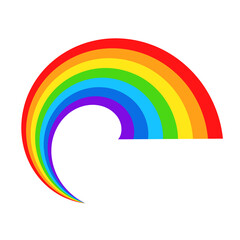Colorful rainbow in cartoon style for design on white, stock vector illustration