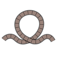 Border from film strips on white background for design. Vintage cinema and photo tape frames. Retro film strips. Vector illustration