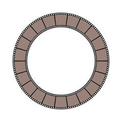 Border from film strips on white background for design. Vintage cinema and photo tape frames. Retro film strips. Vector illustration