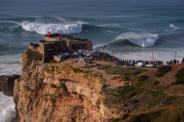 huge waves in Nazare Portugal