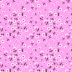 Vector seamless pattern. Pretty pattern in small flower. Small white flowers. Pale pink background. Ditsy floral background. The elegant the template for fashion prints.