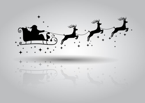 Vector Illustration of Santa Claus Driving in a Sledge