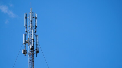 Telecommunication tower of 4G and 5G cellular. Base Station or Base Transceiver Station.